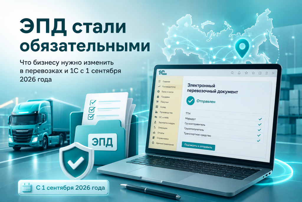 ЭПД стали обязательными: что бизнесу нужно изменить в перевозках и 1С с 1 сентября 2026 года